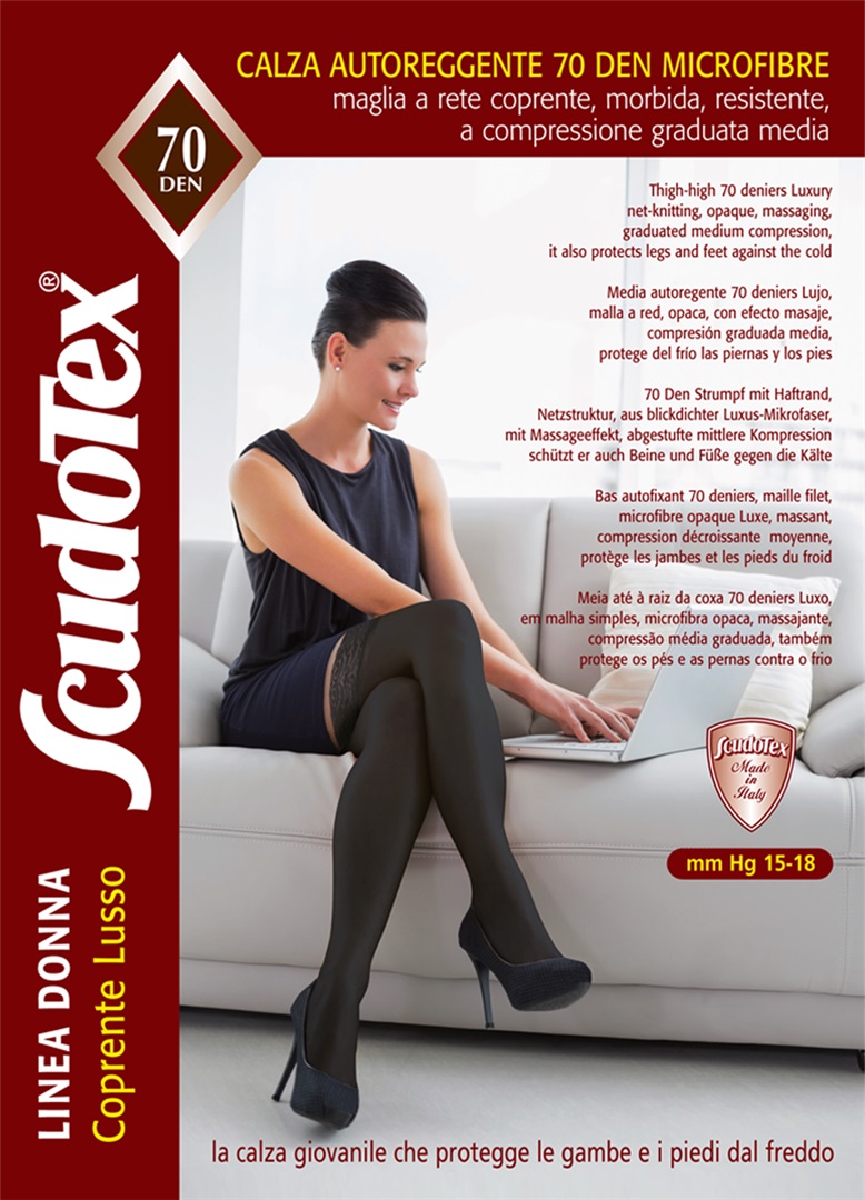 Calze elastiche autoreggenti 70 denari a compressione graduata
